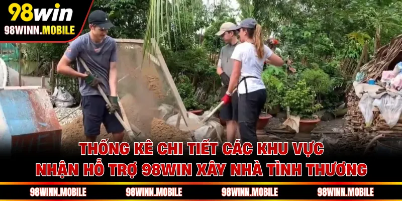 Thống kê chi tiết các khu vực nhận hỗ trợ 98WIN xây nhà tình thương