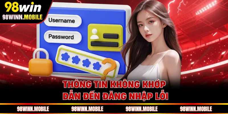 Thông tin không khớp dẫn đến đăng nhập lỗi